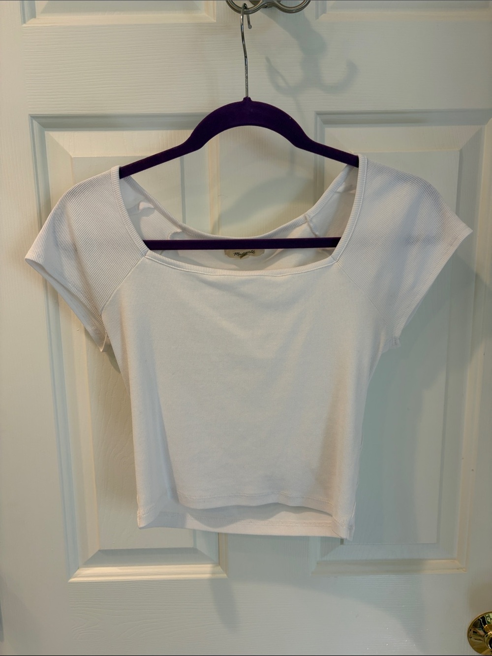 Madewell White Short Sleeve Crop Top